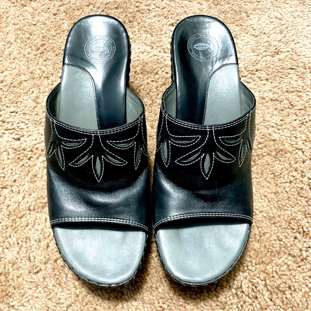 Black Nurture Sandals - Size 8 with a 3.5 heel